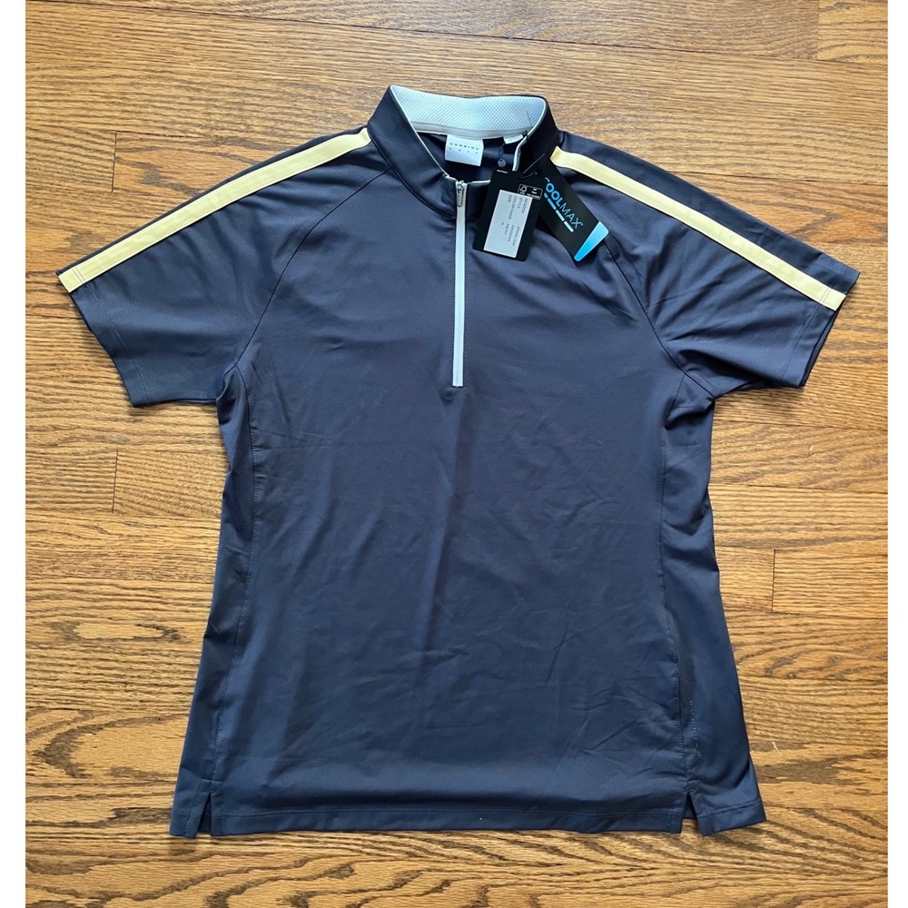 Dunning Golf Womens Ebony Coolmax 1/4 Zip Polo Shirt D2S25K400 Gray M NWT